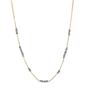 Genuine Faceted Tanzanite Rondelles on Chain Gold Over Sterling  Silver, 17" Necklace