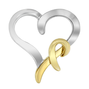 Sterling Silver and 14k Yellow Gold Two-Tone Heart Shaped Pendant Necklace
