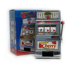 &nbsp; Cherry Bonus Slot Machine Bank with Spinning
