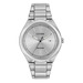 Mens Corporate Exclusive Eco-Drive Silver Stainless Steel Watch Silver Dial