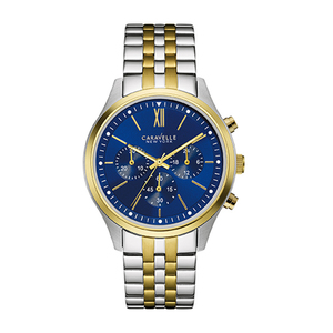 Mens Two-Tone Stainless Steel Watch Blue Dial