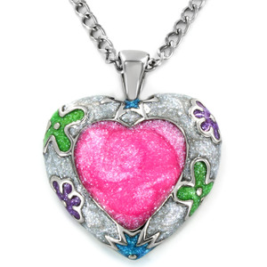 West Coast Jewelry Stainless Steel Colored Enamel Heart Necklace