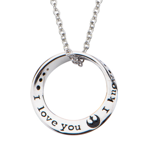Star Wars Women's 925 Sterling Silver I love you,I know Mobius Pendant, 18"
