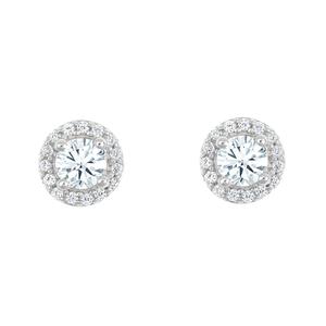 New York City Diamond District 14K White Gold 1/4 cttw Diamond Halo Stud Earrings