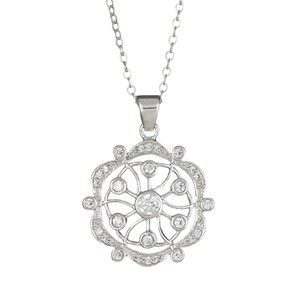 Ladies Sterling Silver Cubic Zirconia Pendant
