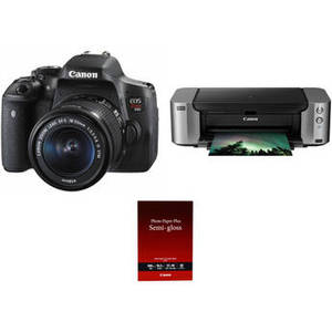 EOS Rebel T6i DSLR Camera with 18-55mm Lens and Inkjet Printer Kit