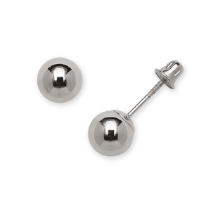14k White Gold 6mm Polished Ball Stud Screwback Earrings
