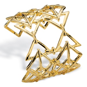 PalmBeach Jewelry Open Triangle Link Geometric Cuff Bracelet in Gold Tone 6"