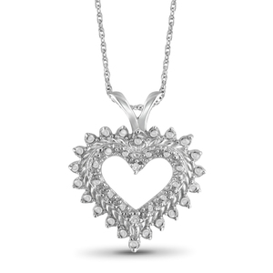 JewelonFire White Diamond Accent Sterling Silver Heart Pendant