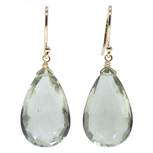 Lita 14k Gold Green Amethyst Briolette Earrings