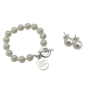 2pc Pearl Bracelet & Earrings