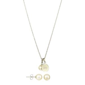 "Joy" Inscribed Sterling Silver Medallion Necklace and Earring Set
