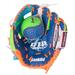 Franklin Sports 9.5" Teeball Recreational Glove Blue/Lime/Orange Left Handed Thrower with Ball