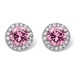 PalmBeach Jewelry 4.51 TCW Round Pink Cubic Zirconia Halo Stud Earrings in Silvertone