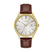 Mens Gold Case Brown Croc Strap Watch White Dial