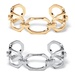 PalmBeach Jewelry Elongated Octagon-Link 2-Piece Cuff Bracelet Set in Gold Tone and Silvertone 6.5"