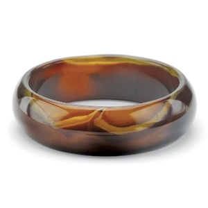 PalmBeach Jewelry Genuine Brown Chalcedony Bangle Bracelet 8 1/2"