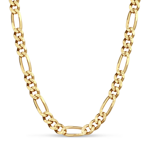 Gold Plated Sterling Silver 200 Gauge Pavé Figaro 3+1 Chain, 22 Inches