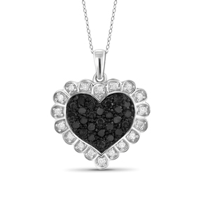 1/2 Carat T.W Black & White Diamond Sterling Silver Heart Pendant