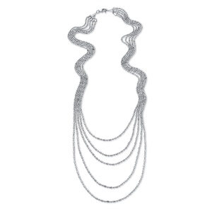 PalmBeach Jewelry Silvertone Multi-Chain Beaded Waterfall Necklace 36"