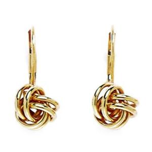 14k Yellow Gold Small Love-Knot Leverback Earrings - Measures 19x8mm