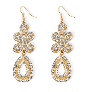 PalmBeach Jewelry Crystal Chandelier Two-Tone Earrings 18k Gold-Plated