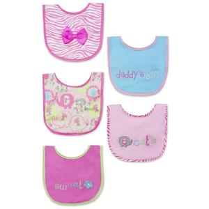 Baby Essentials Infant Girl's 5-Pack Bibs
