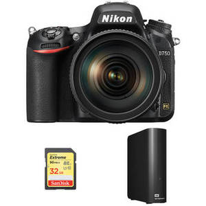 D750 DSLR Camera with 24-120mm Lens and Storage Kit
