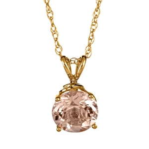Ladies 14K Yellow Gold 7mm Round Genuine Morganite Pendant