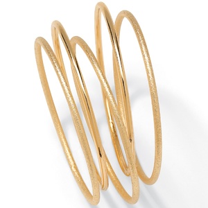 PalmBeach Jewelry 5 Piece Bangle Bracelet Set in Textured and Polished Yellow Gold Tone