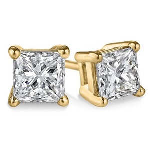 14k Yellow Gold 1/5ct TDW Certified Princess-cut Diamond Stud Earrings (I-J, I1-I2)