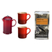 French Press & Mug Set Cherry/KC Blend Coffee Grounds