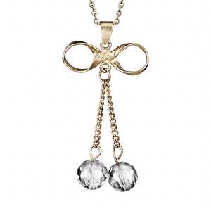 West Coast Jewelry Gold Plated Stainless Steel Two Crystal Pendant